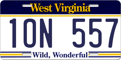 WV license plate 1ON557