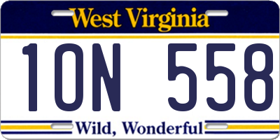 WV license plate 1ON558