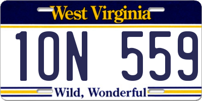 WV license plate 1ON559