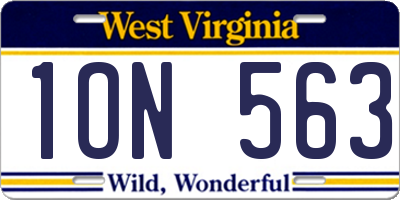 WV license plate 1ON563