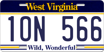 WV license plate 1ON566