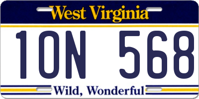 WV license plate 1ON568