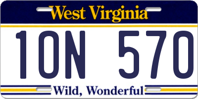 WV license plate 1ON570