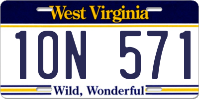 WV license plate 1ON571