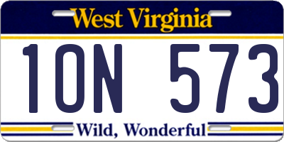 WV license plate 1ON573