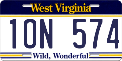 WV license plate 1ON574
