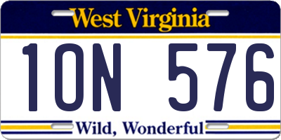 WV license plate 1ON576