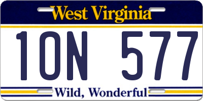WV license plate 1ON577