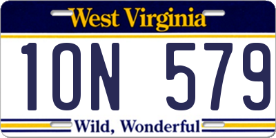 WV license plate 1ON579