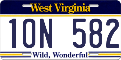WV license plate 1ON582