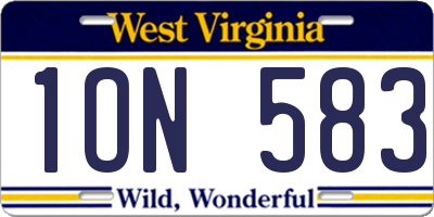 WV license plate 1ON583