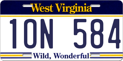WV license plate 1ON584