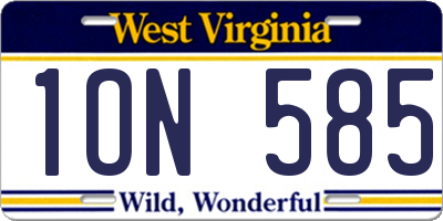 WV license plate 1ON585