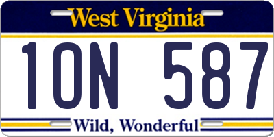WV license plate 1ON587