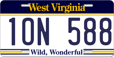 WV license plate 1ON588