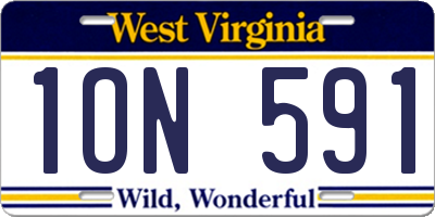 WV license plate 1ON591