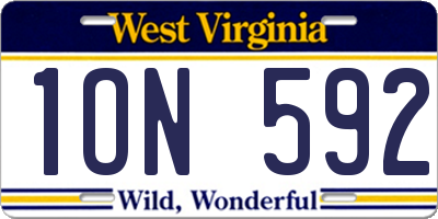 WV license plate 1ON592