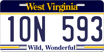 WV license plate 1ON593