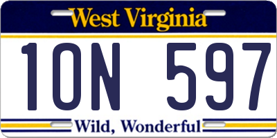 WV license plate 1ON597
