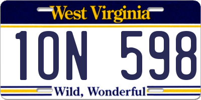 WV license plate 1ON598