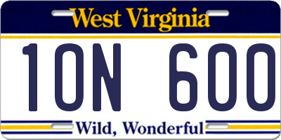 WV license plate 1ON600