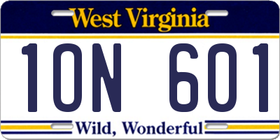 WV license plate 1ON601