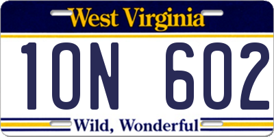 WV license plate 1ON602