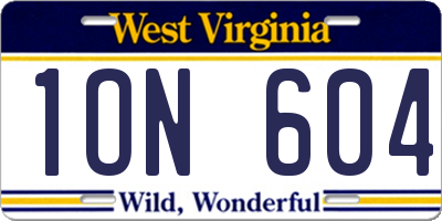 WV license plate 1ON604