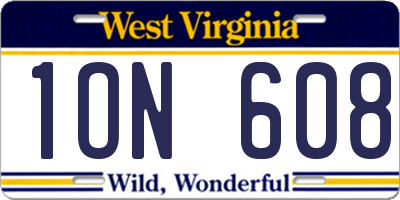 WV license plate 1ON608