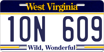 WV license plate 1ON609