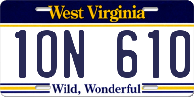 WV license plate 1ON610