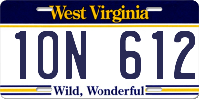 WV license plate 1ON612