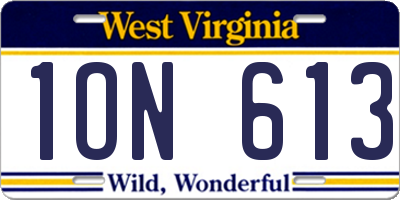 WV license plate 1ON613