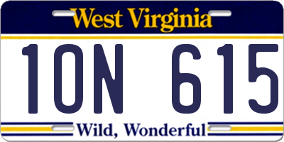 WV license plate 1ON615