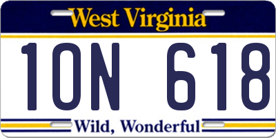 WV license plate 1ON618