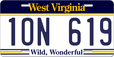 WV license plate 1ON619