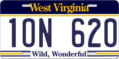 WV license plate 1ON620