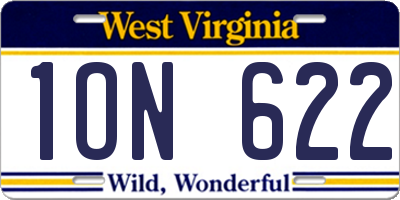 WV license plate 1ON622
