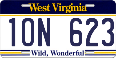 WV license plate 1ON623