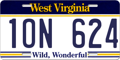 WV license plate 1ON624