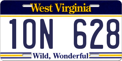 WV license plate 1ON628
