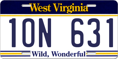 WV license plate 1ON631