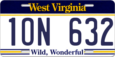 WV license plate 1ON632