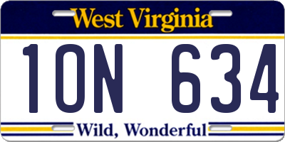 WV license plate 1ON634