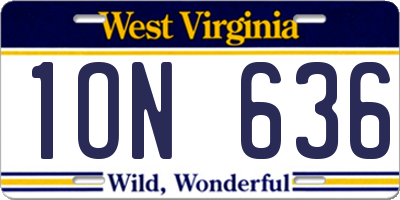 WV license plate 1ON636