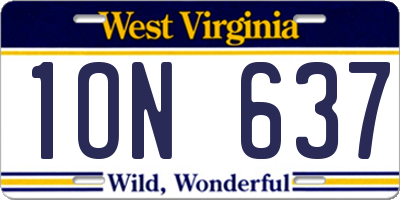 WV license plate 1ON637