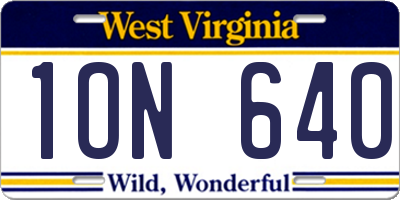 WV license plate 1ON640