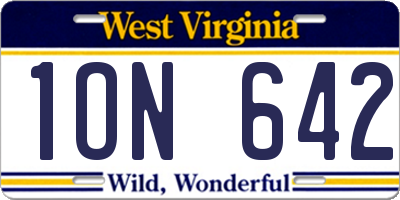 WV license plate 1ON642