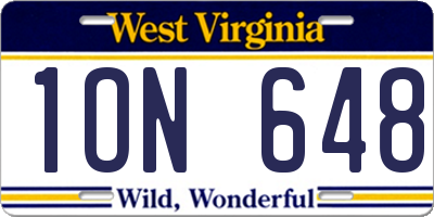 WV license plate 1ON648