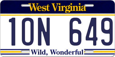 WV license plate 1ON649